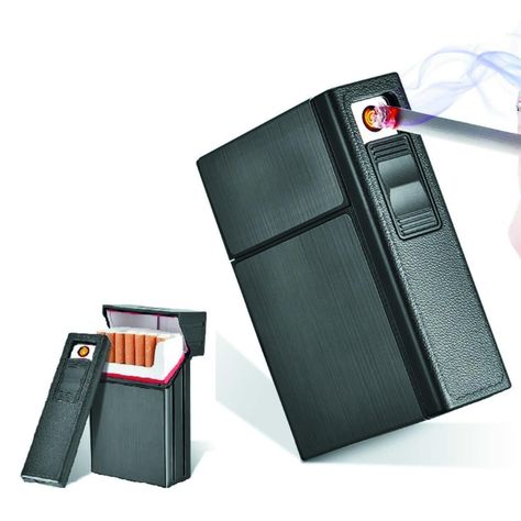 Cigarrera Con Encendedor Incluido On Side - Dorada-2