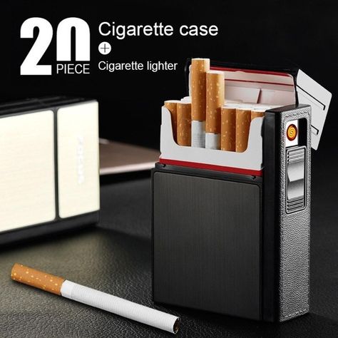 Cigarrera Con Encendedor Incluido On Side - Dorada-4