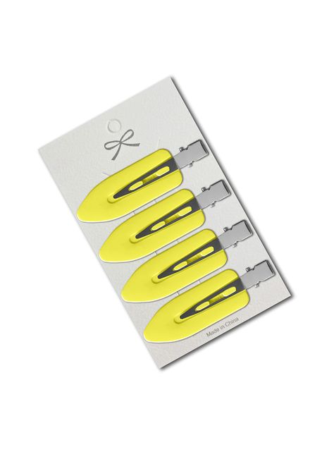 Clips Skincare Para Cabello Flequillo  Color Amarillo 4 Ud-1