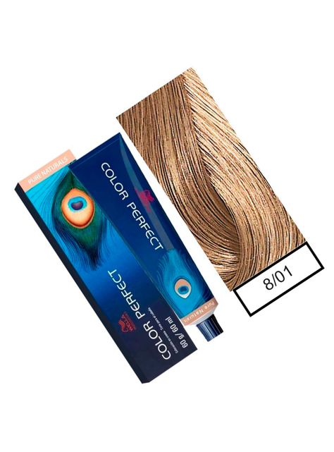WELLA-tintura permanente color perfect 8/01 rubio claro natural ceniza 60gr + oxidante 20vol 60ml-1