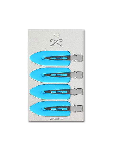 Clips Skincare Para Cabello Flequillo  Color Turquesa 4 Ud-0