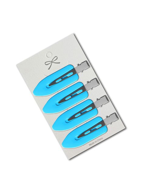 Clips Skincare Para Cabello Flequillo  Color Turquesa 4 Ud-1
