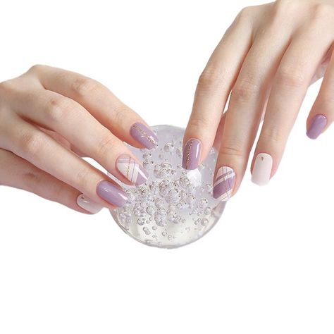 Uñas Sticker Efecto Gel Tiolla Purple Check-0