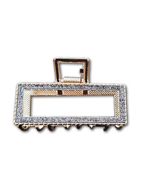 Traba Metálica Garra Rectangular Brillo Para Cabello Azul Marino-0