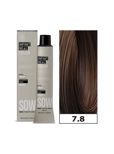 SOW - Tintura Permanente Bajo Amoniaco VK21 100ml + Oxidante - 7.8 RUBIO MARRON-0