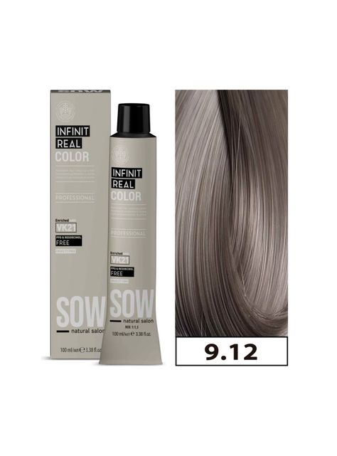 SOW - Tintura Permanente Bajo Amoniaco VK21 100ml + Oxidante - 9.12 RUBIO CLARISIMO CENIZA-0