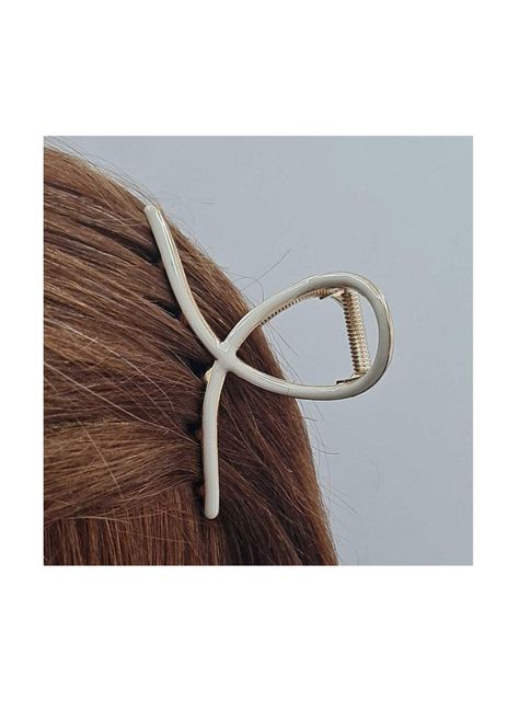 Traba Metálica Garra Grande Para Cabello Resina Blanco Hueso-1