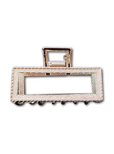 Traba Metálica Garra Rectangular Brillo Para Cabello Rosado Tornasol-0
