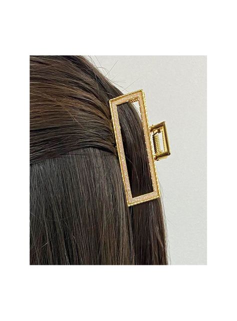 Traba Metálica Garra Rectangular Brillo Para Cabello Rosado Tornasol-1