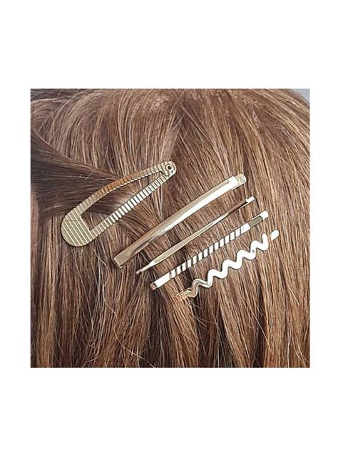 Set Clip Y Horquillas Metálicas Para Cabello X 5U Dorado-1