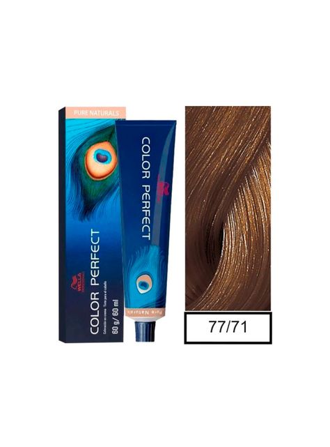 WELLA-tintura permanente color perfect 77/71 rubio mediano intenso marrón ceniza 60gr + oxidante 20vol 60ml-0