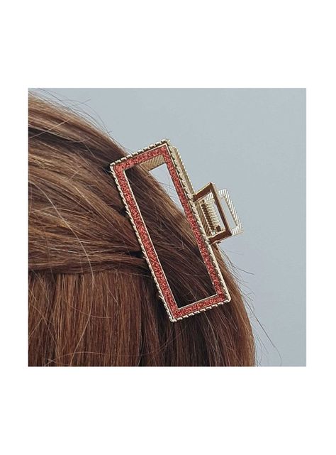 Traba Metálica Garra Rectangular Brillo Para Cabello Cobre-1