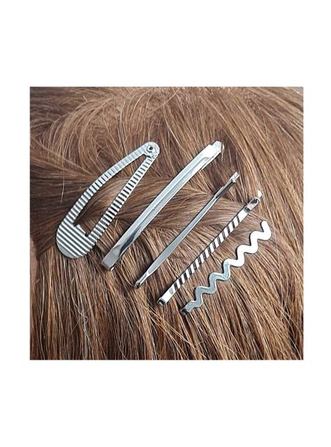 Set Clip Y Horquillas Metálicas Para Cabello X 5U Plateado-1