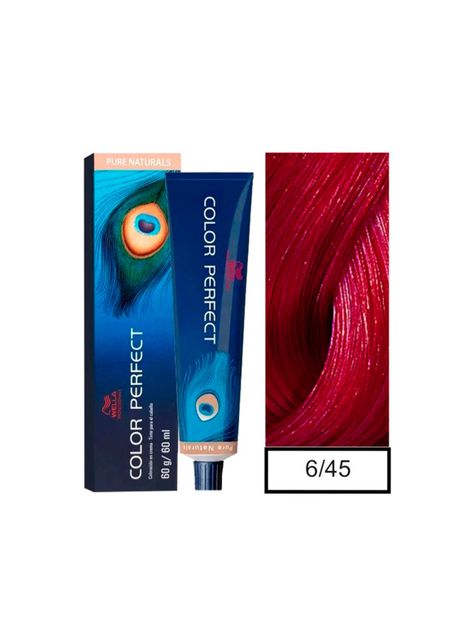 WELLA-tintura permanente color perfect 6/45 rubio oscuro rojo caoba 60gr + oxidante 20vol 60ml-0