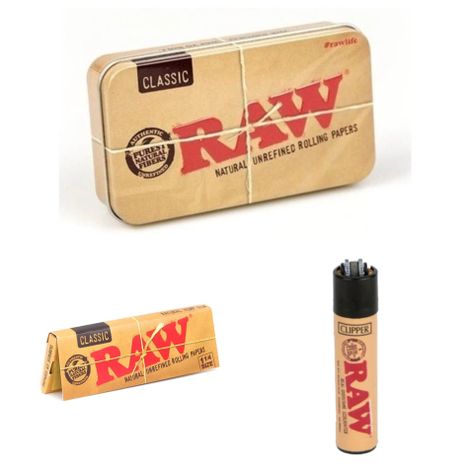 Kit Caja Metálica, Papelillo 1 1/4 50h 50t + Clipper Raw Beige-0