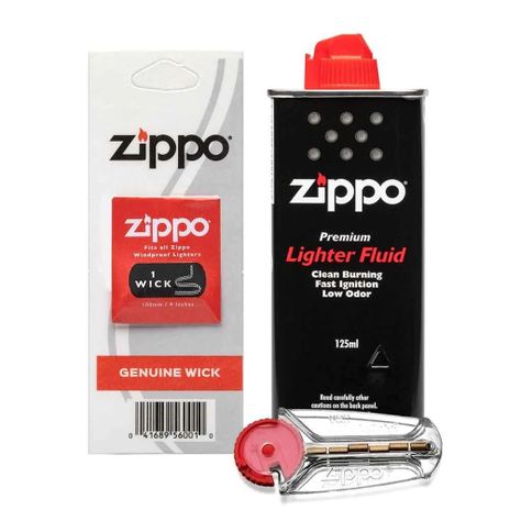 Kit Zippo Fluido Premium 125ml + 1 Mecha + 1 Piedra-0