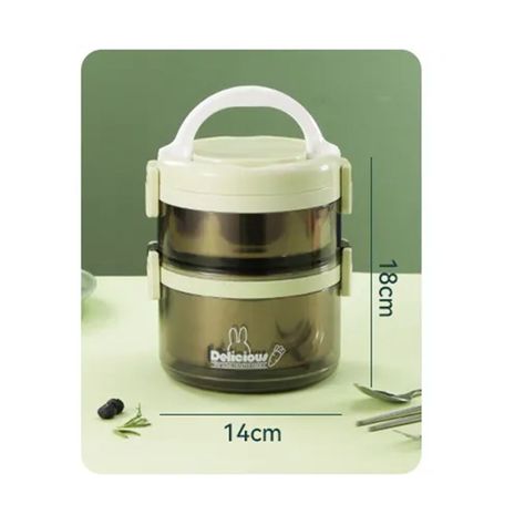 Hermetico Bento Box De Acero Inoxidable 304 - 2 Niveles-1