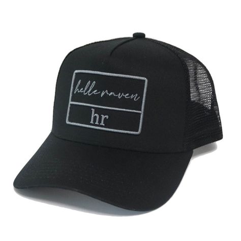 Gorro snapback marca helle raven hr visera curva color negro malla parche-1