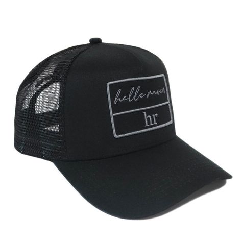 Gorro snapback marca helle raven hr visera curva color negro malla parche-0
