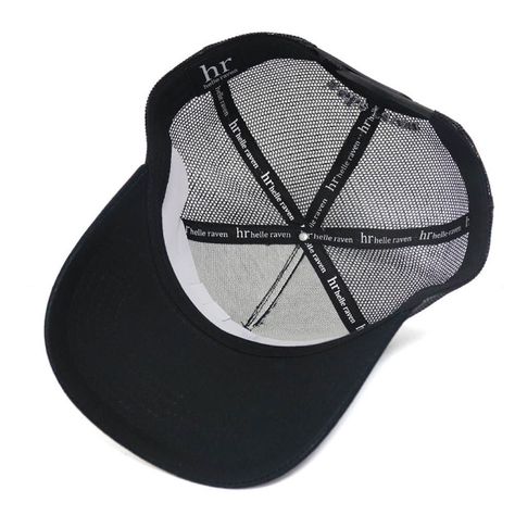 Gorro snapback marca helle raven hr visera curva color negro malla parche-3