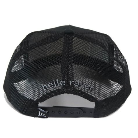 Gorro snapback marca helle raven hr visera curva color negro malla parche-2