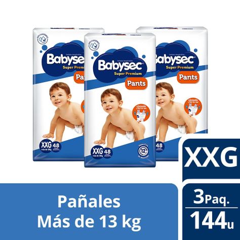 3 Paquetes Pants Babysec Super Premium 144 un Talla XXG-0