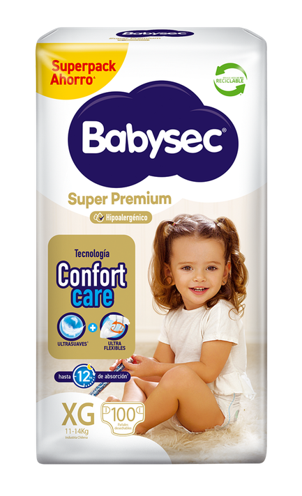 Pañales De Bebé Babysec Super Premium 100 Un Talla XG-1