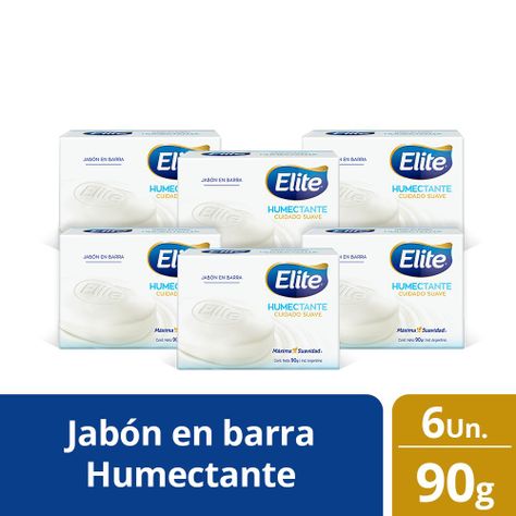 Pack 6 Jabón Barra Elite Humectante Cuidado Suave 90 gr-0
