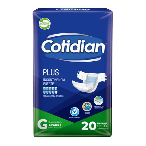 Pañales de Adulto Cotidian Plus Incontinencia Fuerte 20 un G-1