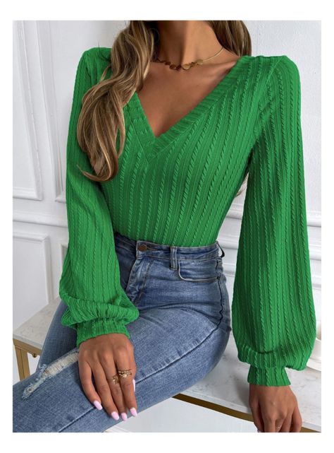 Sweater Mujer Tejido Canalé Manga Farol Unicolor-1