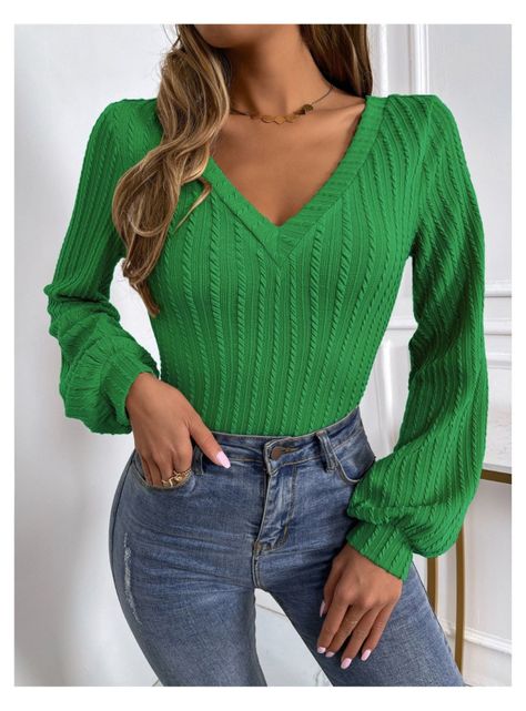 Sweater Mujer Tejido Canalé Manga Farol Unicolor-2