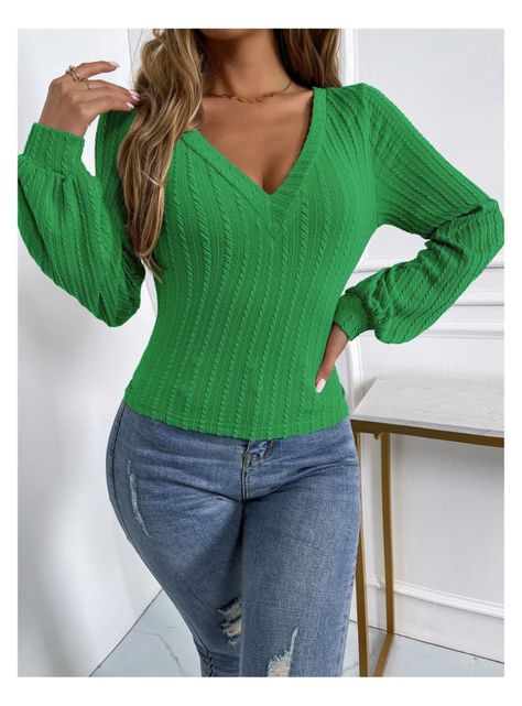 Sweater Mujer Tejido Canalé Manga Farol Unicolor-3