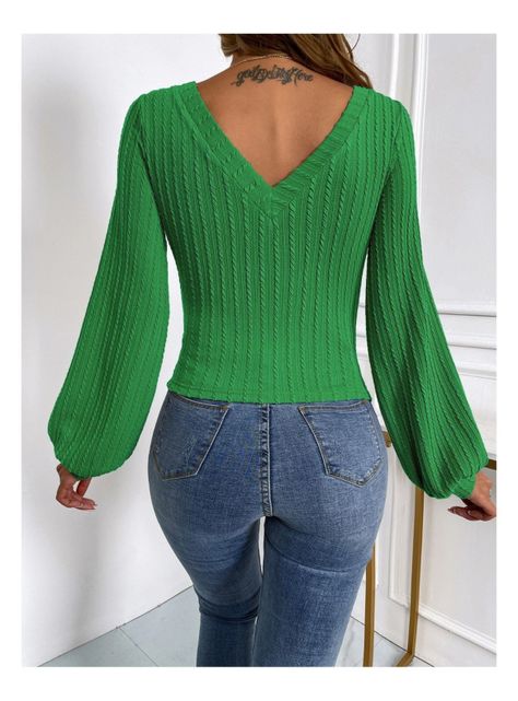 Sweater Mujer Tejido Canalé Manga Farol Unicolor-5