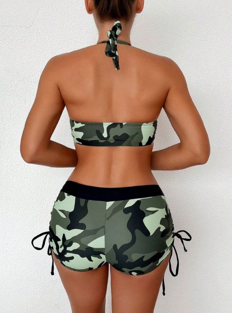 Conjunto De Bikini Verano Con Estampado Camuflaje-5