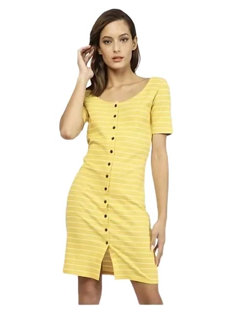 Vestido Mujer Amarillo Jacqueline de Yong Ajustado-0