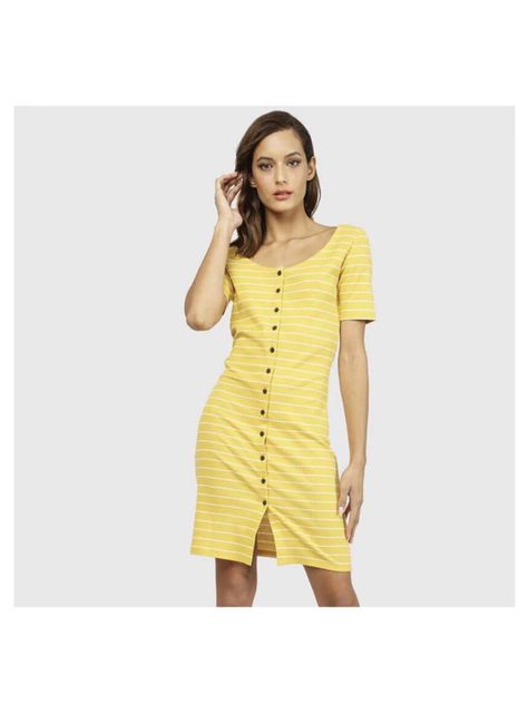 Vestido Mujer Amarillo Jacqueline de Yong Ajustado-1