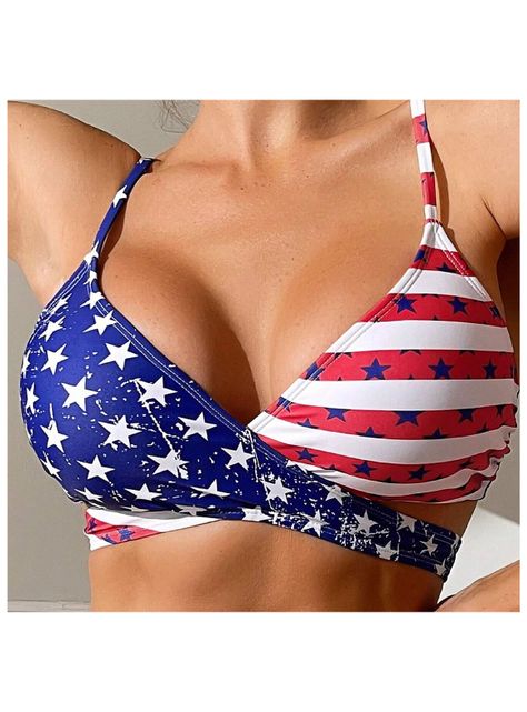 Conjunto Bikini Traje De Baño Mujer Estampado Americano Us-4