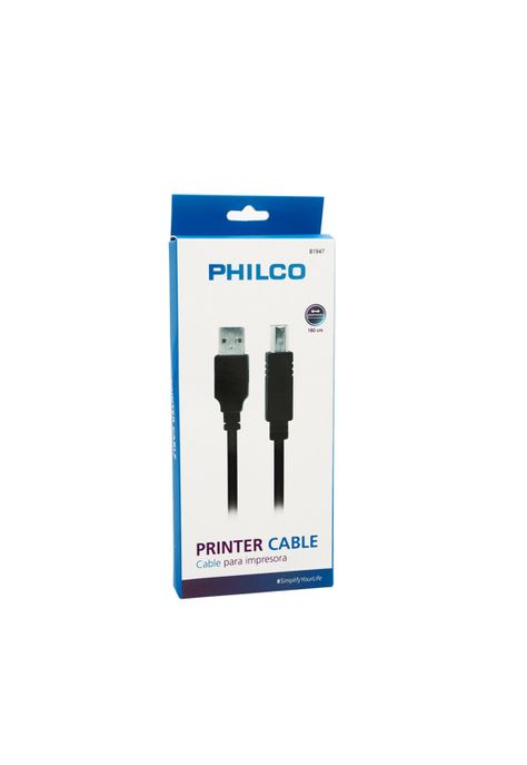 Cable Impresora 1.8m USB-A/B 2.0 Philco-3