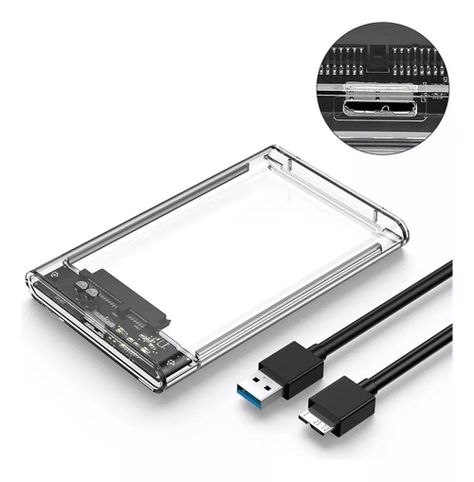 Cofre Sata A Usb 3.0 Para Disco 2.5 Color Negro Transparente-3