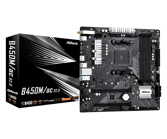Placa Madre Asrock B450m/Ac R2.0 Socket Am4-0