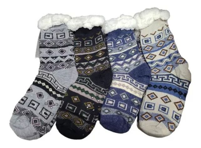 Calcetín Para Hombre Con Chiporro Tipo Pantuflas Con Antideslizantes - TRIPACK-0