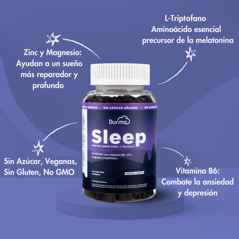 Gomitas Naturales Para Dormir Durma 60 Unidades Sabor Mora-1