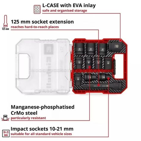Set 12 Dados de Impacto Hex 109283 Einhell-1