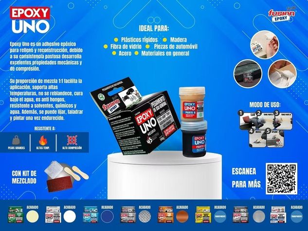 Adhesivo Epoxy Uno Fusion 100gr Negro Kit-3