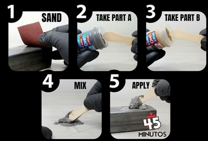 Adhesivo Epoxy Uno Fusion 100gr Negro Kit-4
