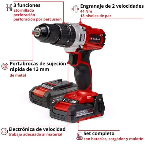 Taladro de Impacto Inalámbrico TE-CD 18/2 Li (2x2,0 Ah) Einhell-1