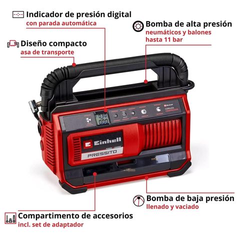 Compresor de aire inalámbrico PRESSITO 18/25 Einhell-1