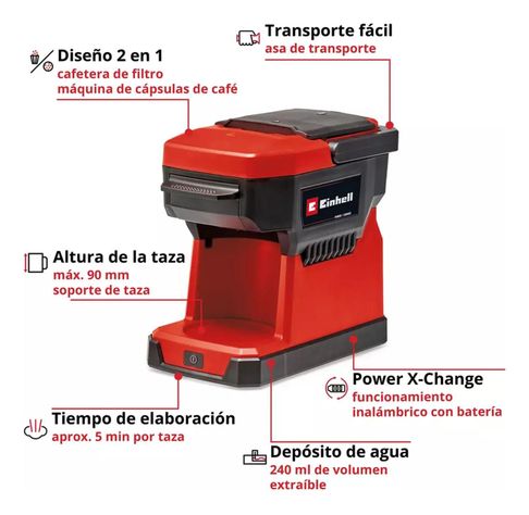 Cafetera Inalámbrica Te-cf 18 Li Sin Bat Sin Carg Einhell-3