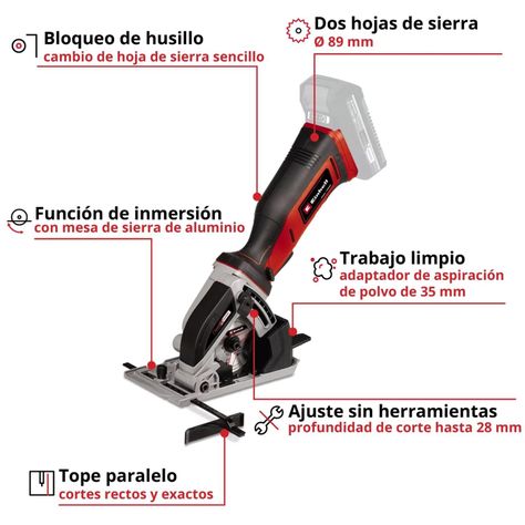 Mini Sierra Circular Inalámbrica TE-CS 18/89 Li - Solo Einhell-1
