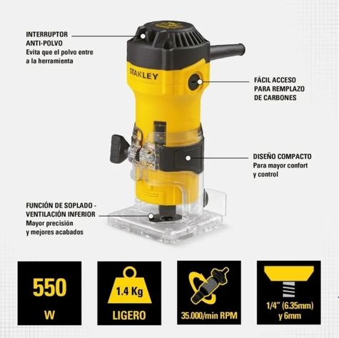 Fresadora Rebajadora 550w 1/4 St55 Stanley-1